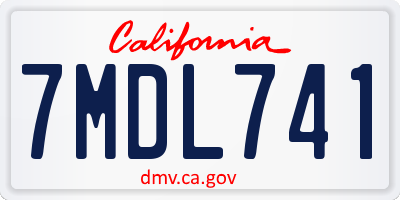 CA license plate 7MDL741