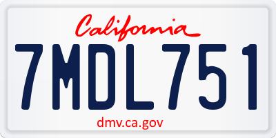 CA license plate 7MDL751