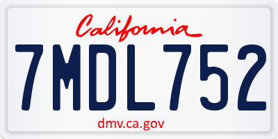 CA license plate 7MDL752
