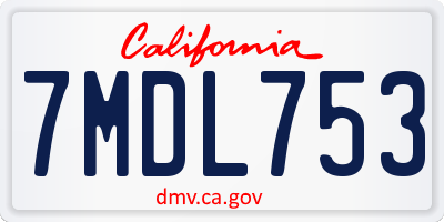 CA license plate 7MDL753