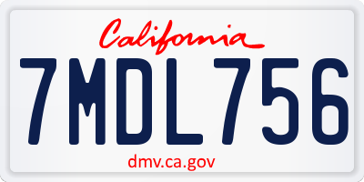 CA license plate 7MDL756