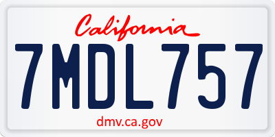 CA license plate 7MDL757