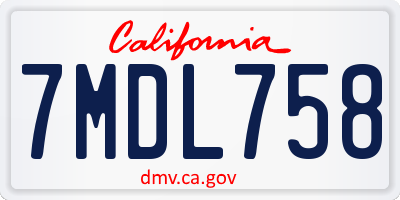 CA license plate 7MDL758