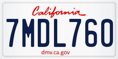 CA license plate 7MDL760