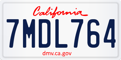 CA license plate 7MDL764