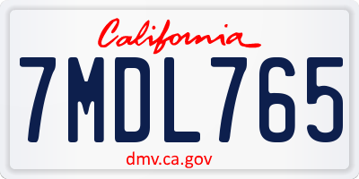 CA license plate 7MDL765