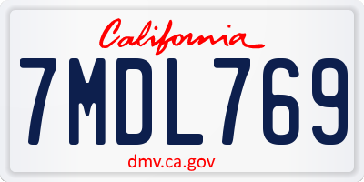CA license plate 7MDL769