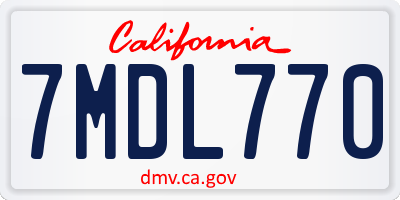 CA license plate 7MDL770