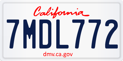 CA license plate 7MDL772