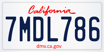 CA license plate 7MDL786