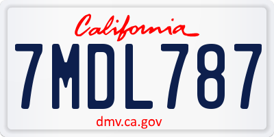 CA license plate 7MDL787