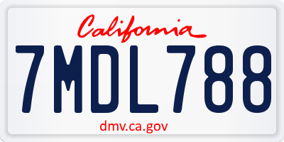 CA license plate 7MDL788