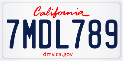 CA license plate 7MDL789
