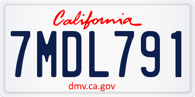 CA license plate 7MDL791