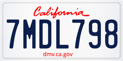 CA license plate 7MDL798