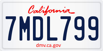 CA license plate 7MDL799
