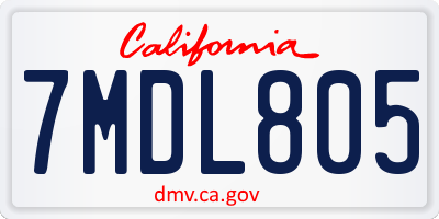 CA license plate 7MDL805