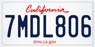 CA license plate 7MDL806
