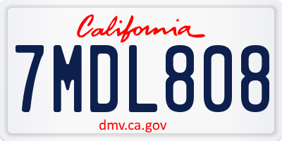 CA license plate 7MDL808