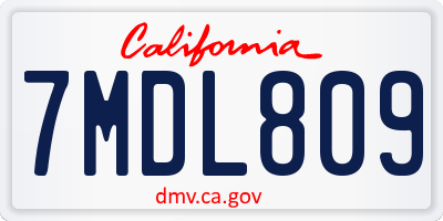 CA license plate 7MDL809
