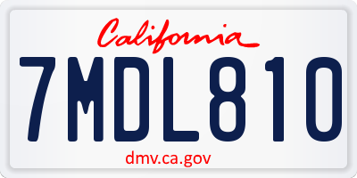 CA license plate 7MDL810