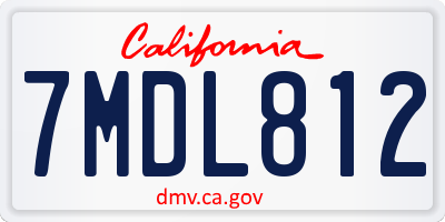 CA license plate 7MDL812