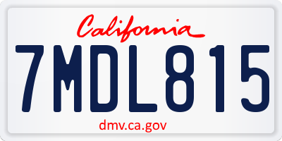 CA license plate 7MDL815