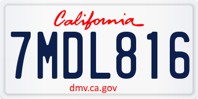 CA license plate 7MDL816