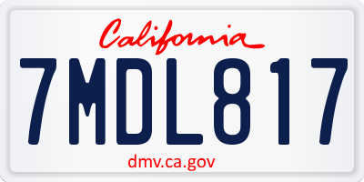 CA license plate 7MDL817