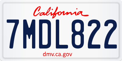 CA license plate 7MDL822