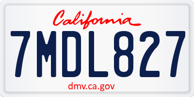 CA license plate 7MDL827