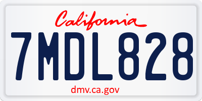 CA license plate 7MDL828