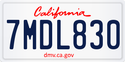 CA license plate 7MDL830