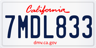 CA license plate 7MDL833