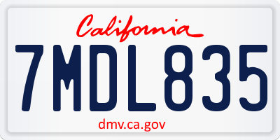 CA license plate 7MDL835