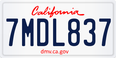 CA license plate 7MDL837