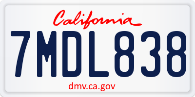 CA license plate 7MDL838