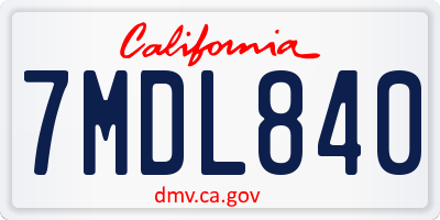 CA license plate 7MDL840