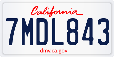 CA license plate 7MDL843