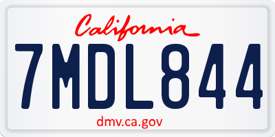 CA license plate 7MDL844