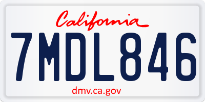 CA license plate 7MDL846