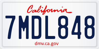 CA license plate 7MDL848