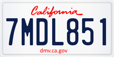 CA license plate 7MDL851