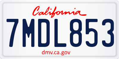 CA license plate 7MDL853