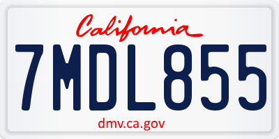 CA license plate 7MDL855
