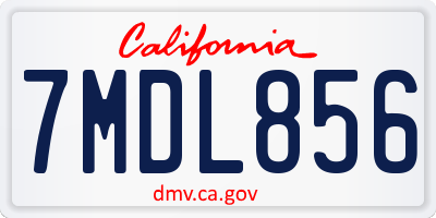 CA license plate 7MDL856