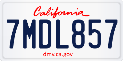 CA license plate 7MDL857