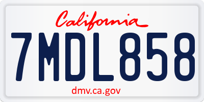 CA license plate 7MDL858