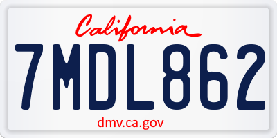CA license plate 7MDL862