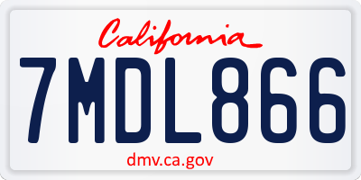 CA license plate 7MDL866